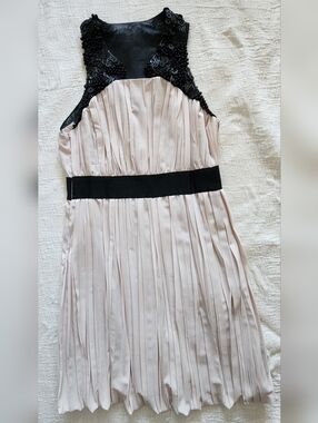 Robert Rodriguez Blush Pink Pleated  Dress with Black Sequin Accents